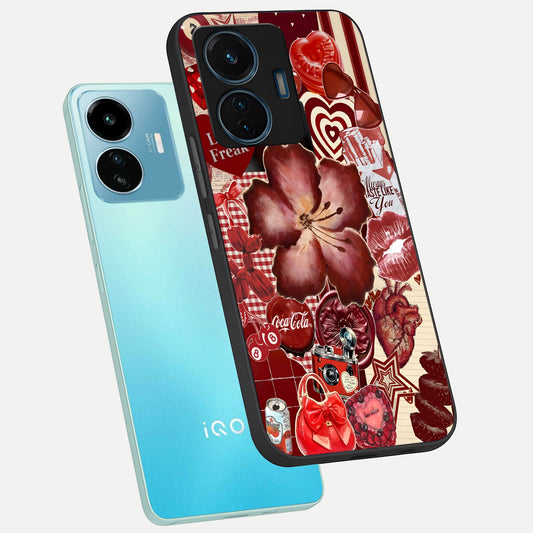 Aesthetic Little Freak phone case For iQOO Z6 Lite 5G showing premium glass back cover with detailed artwork