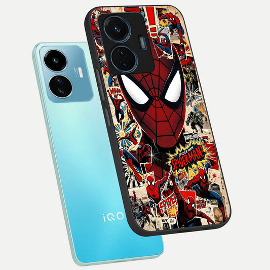 Aesthetic Wonder Spider phone case For iQOO Z6 Lite 5G showing premium glass back cover with detailed artwork