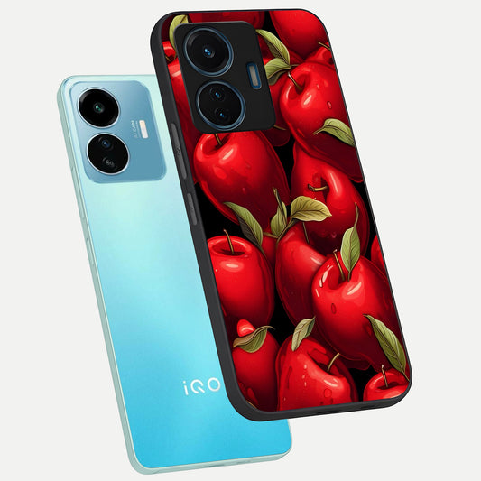 Apple Pattern phone case For iQOO Z6 Lite 5G showing premium glass back cover with detailed artwork