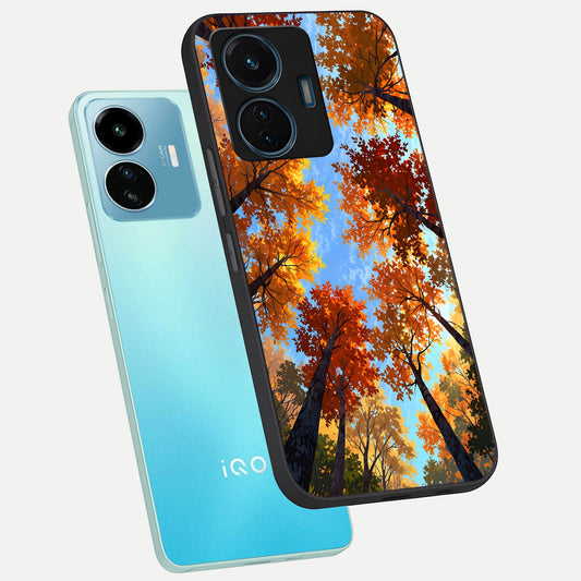 Autumn Sky Rise phone case For iQOO Z6 Lite 5G showing premium glass back cover with detailed artwork