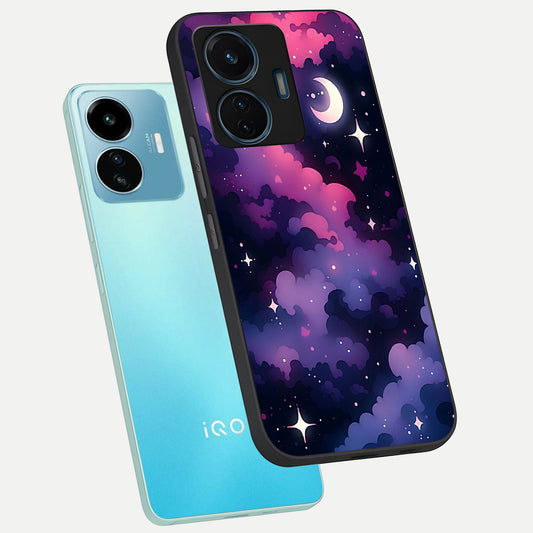 Celestial Moon Magic phone case For iQOO Z6 Lite 5G showing premium glass back cover with detailed artwork