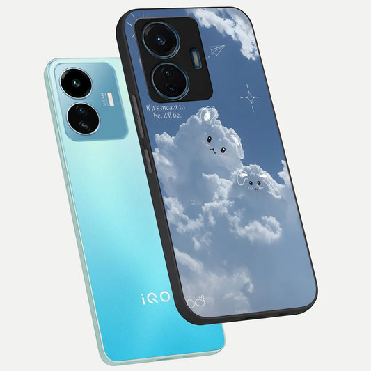 Cloud Bunny Dreams phone case For iQOO Z6 Lite 5G showing premium glass back cover with detailed artwork