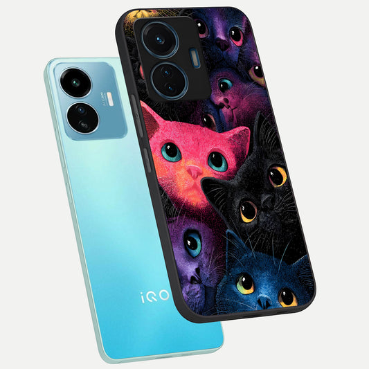Cosmic Cats Dreams phone case For iQOO Z6 Lite 5G showing premium glass back cover with detailed artwork