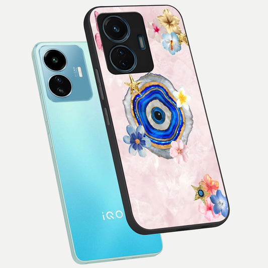 Divine Aura Bloom phone case For iQOO Z6 Lite 5G showing premium glass back cover with detailed artwork