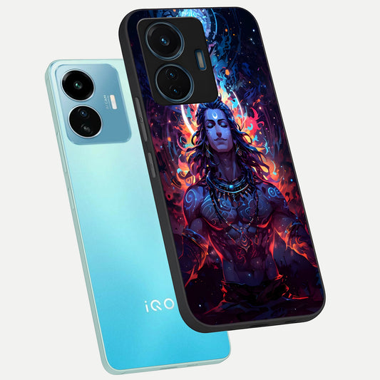 Divine Fire Shiv phone case For iQOO Z6 Lite 5G showing premium glass back cover with detailed artwork
