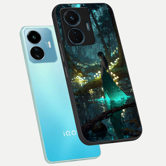 Enchanted Forest Glow phone case For iQOO Z6 Lite 5G showing premium glass back cover with detailed artwork