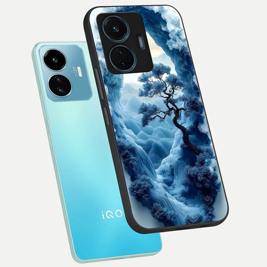 Frozen Serenity Gate phone case For iQOO Z6 Lite 5G showing premium glass back cover with detailed artwork