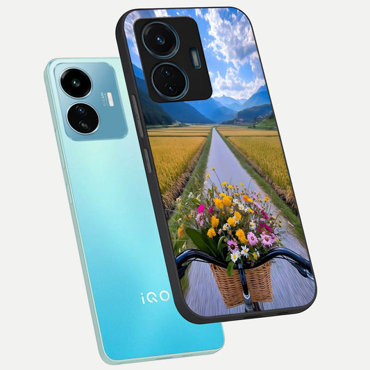 Golden Field Journey phone case For iQOO Z6 Lite 5G showing premium glass back cover with detailed artwork