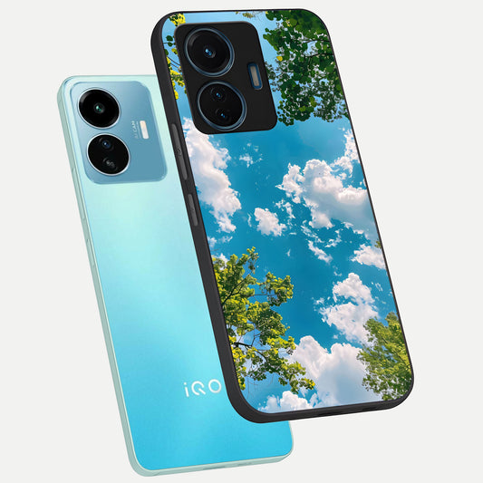 Green Moon Energy phone case For iQOO Z6 Lite 5G showing premium glass back cover with detailed artwork