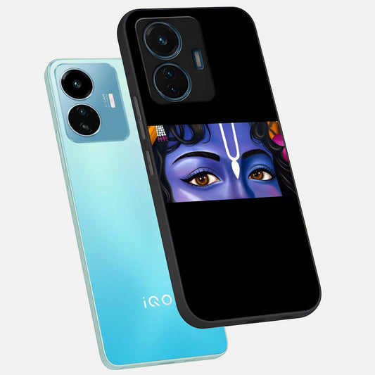 Krishna Eye phone case For iQOO Z6 Lite 5G showing premium glass back cover with detailed artwork