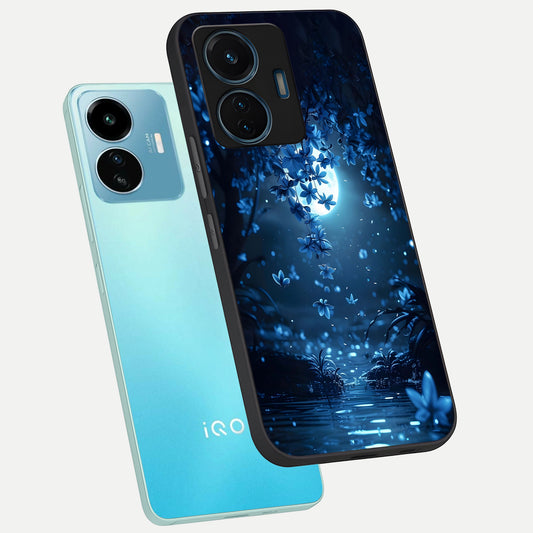 Moonlight Petal Dream phone case For iQOO Z6 Lite 5G showing premium glass back cover with detailed artwork