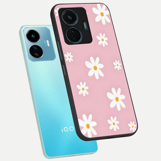 Soft Daisy Bliss phone case For iQOO Z6 Lite 5G showing premium glass back cover with detailed artwork