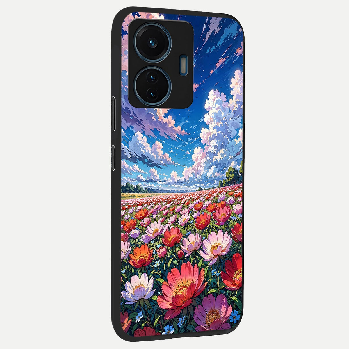 Blossom Sky Field back cover For iQOO Z6 Lite 5G slim fit glass case with vibrant aesthetic design