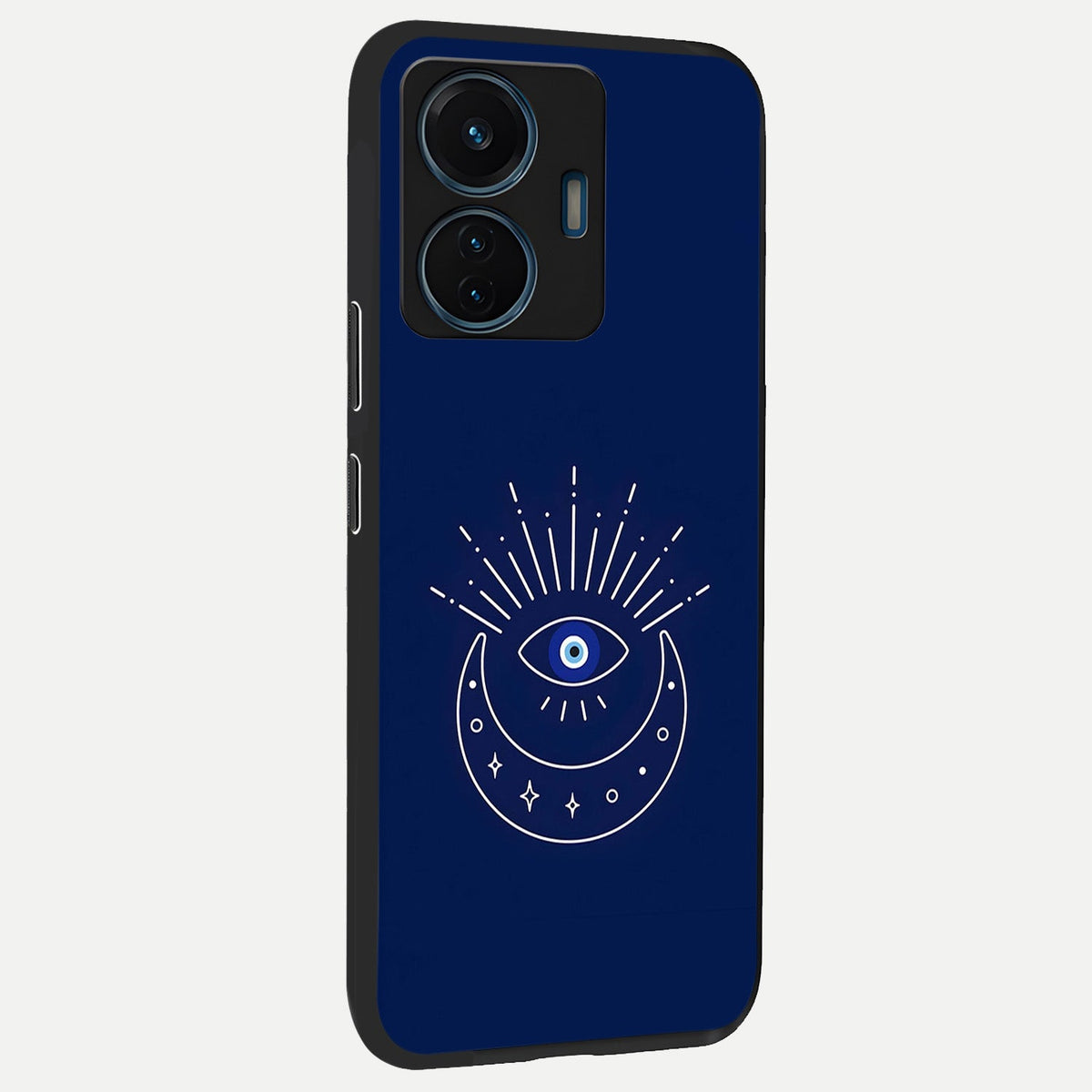 Blue Evil Eye back cover For iQOO Z6 Lite 5G slim fit glass case with vibrant aesthetic design