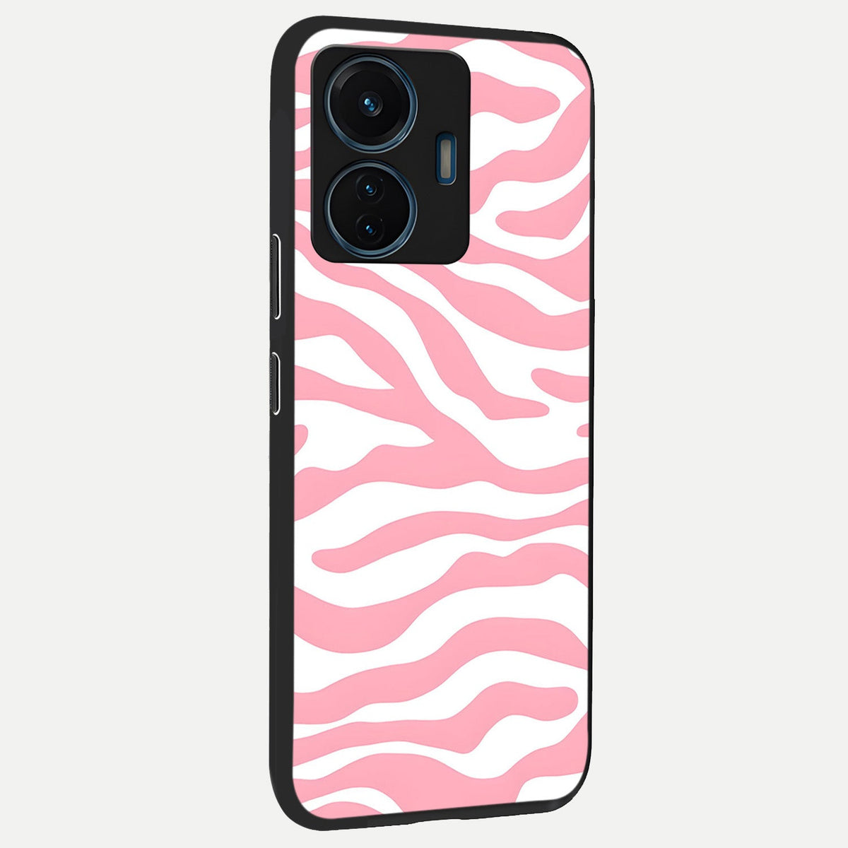 Blush Zebra Flow back cover For iQOO Z6 Lite 5G slim fit glass case with vibrant aesthetic design