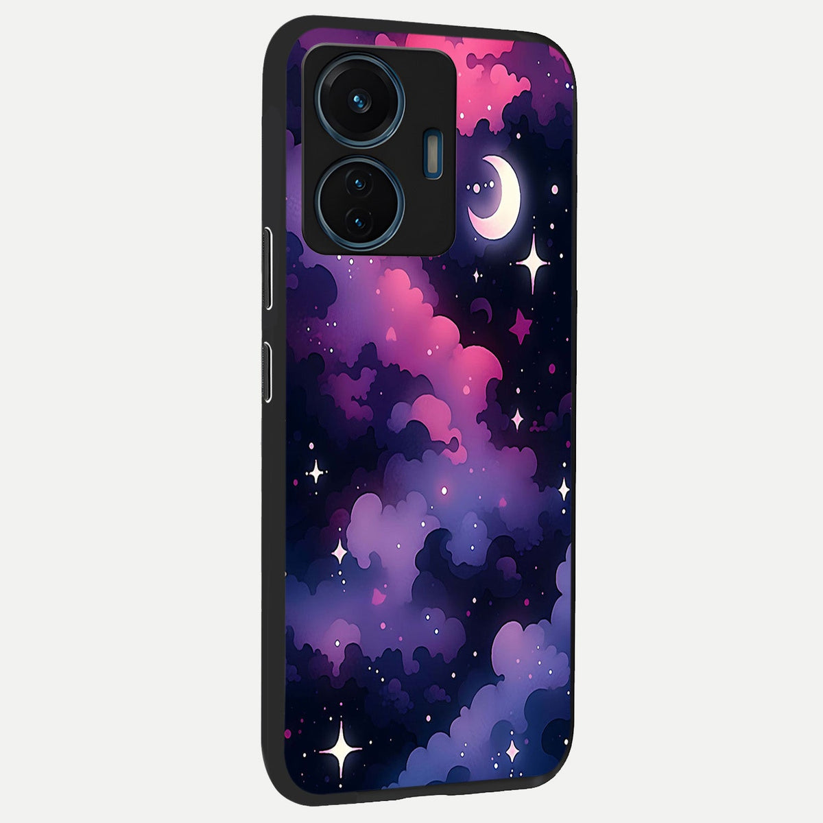 Celestial Moon Magic back cover For iQOO Z6 Lite 5G slim fit glass case with vibrant aesthetic design