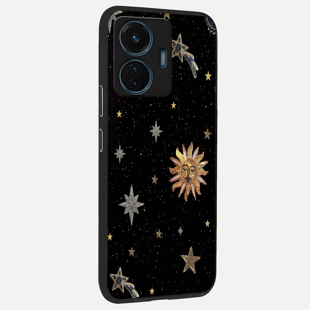 Celestial Moon With Stars back cover For iQOO Z6 Lite 5G slim fit glass case with vibrant aesthetic design