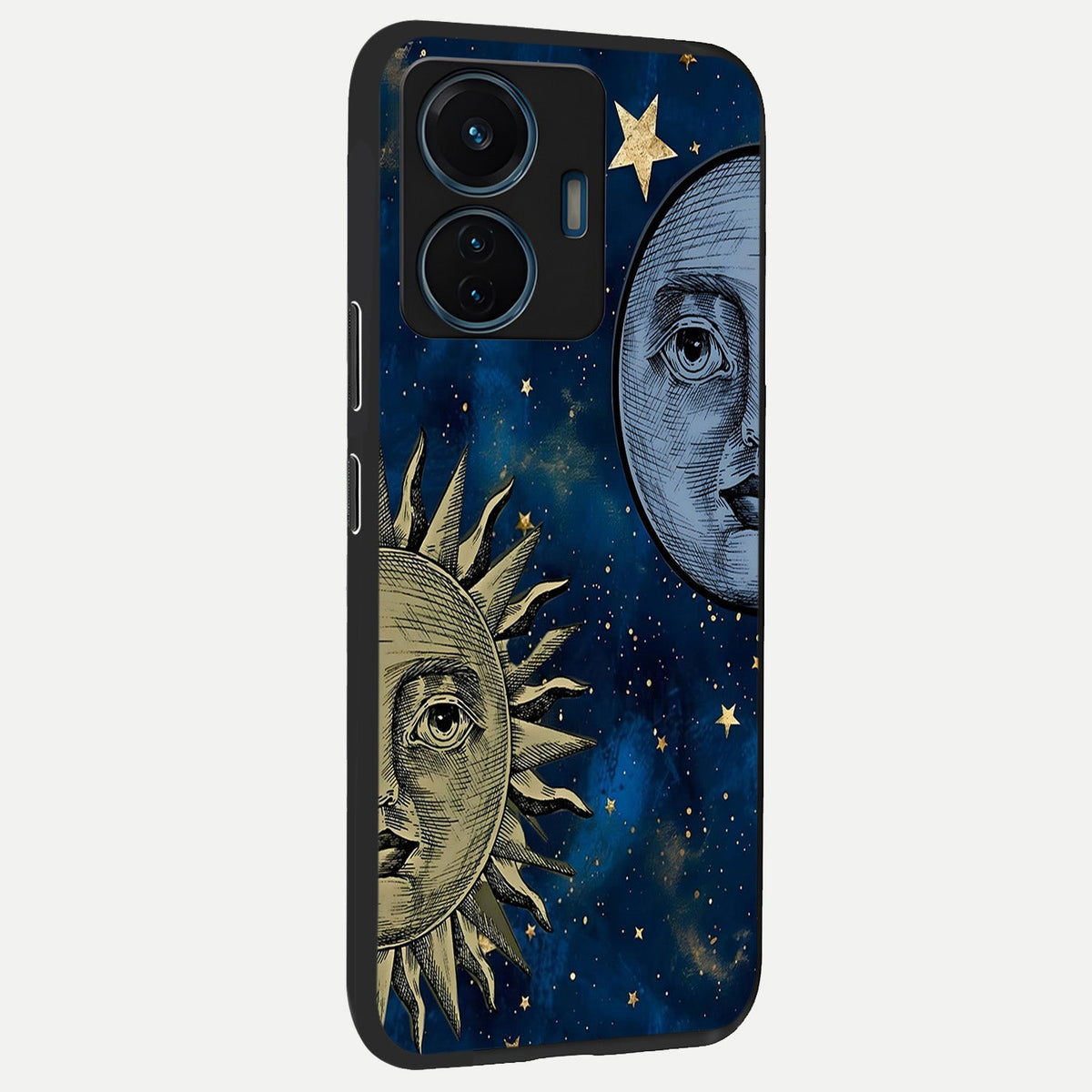 Celestial Moon With Sun back cover For iQOO Z6 Lite 5G slim fit glass case with vibrant aesthetic design