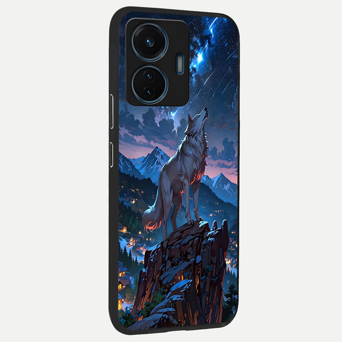 Celestial Wolf Howl back cover For iQOO Z6 Lite 5G slim fit glass case with vibrant aesthetic design