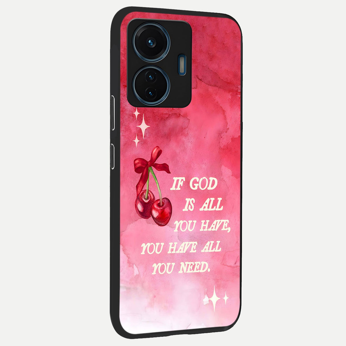 Cherry Quote back cover For iQOO Z6 Lite 5G slim fit glass case with vibrant aesthetic design
