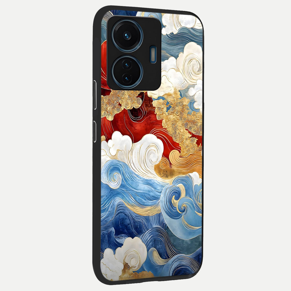Colored Waves back cover For iQOO Z6 Lite 5G slim fit glass case with vibrant aesthetic design