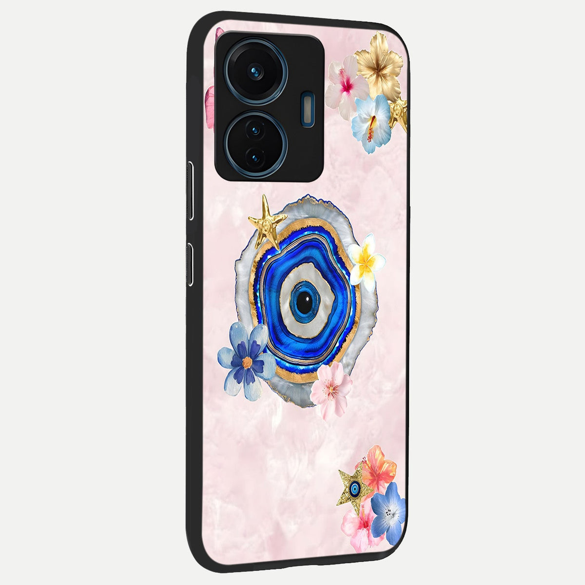 Divine Aura Bloom back cover For iQOO Z6 Lite 5G slim fit glass case with vibrant aesthetic design