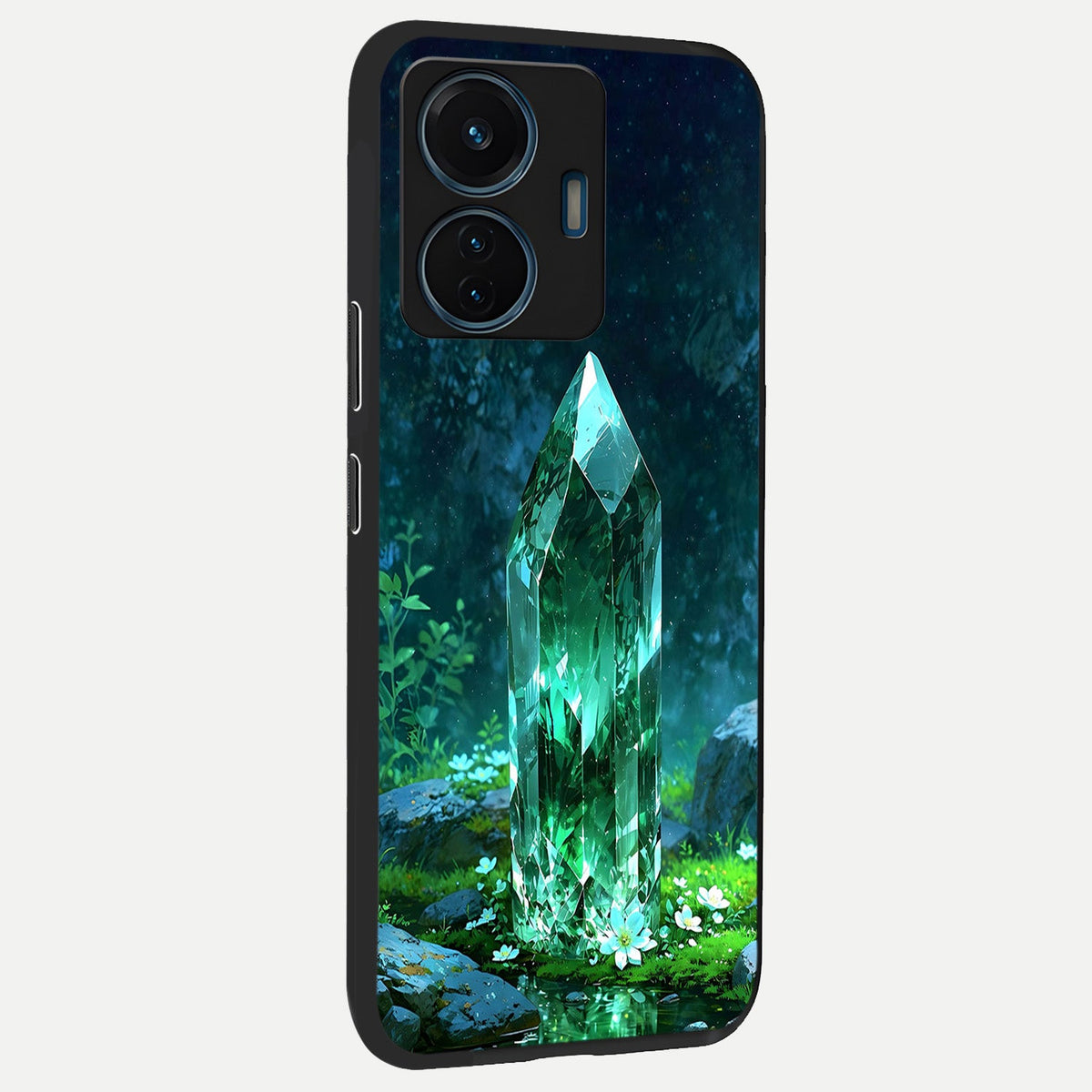 Emerald Light Crystal back cover For iQOO Z6 Lite 5G slim fit glass case with vibrant aesthetic design