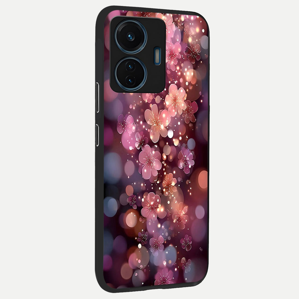 Glowing Petal Bliss back cover For iQOO Z6 Lite 5G slim fit glass case with vibrant aesthetic design