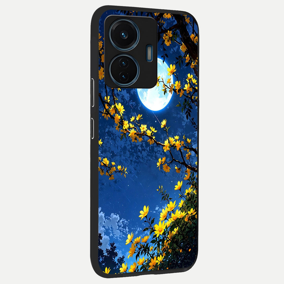 Golden Night Glow back cover For iQOO Z6 Lite 5G slim fit glass case with vibrant aesthetic design