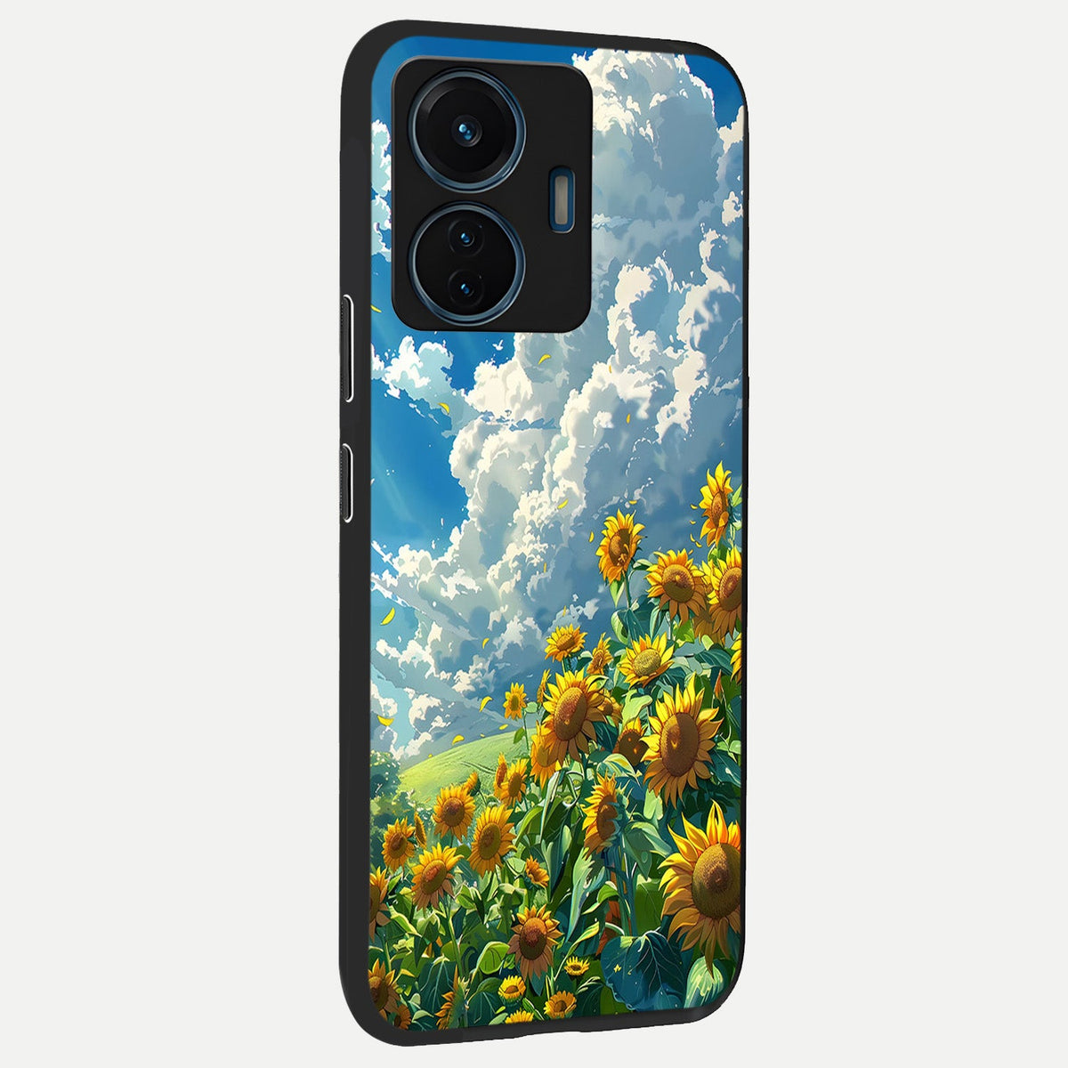 Golden Sun Glory back cover For iQOO Z6 Lite 5G slim fit glass case with vibrant aesthetic design