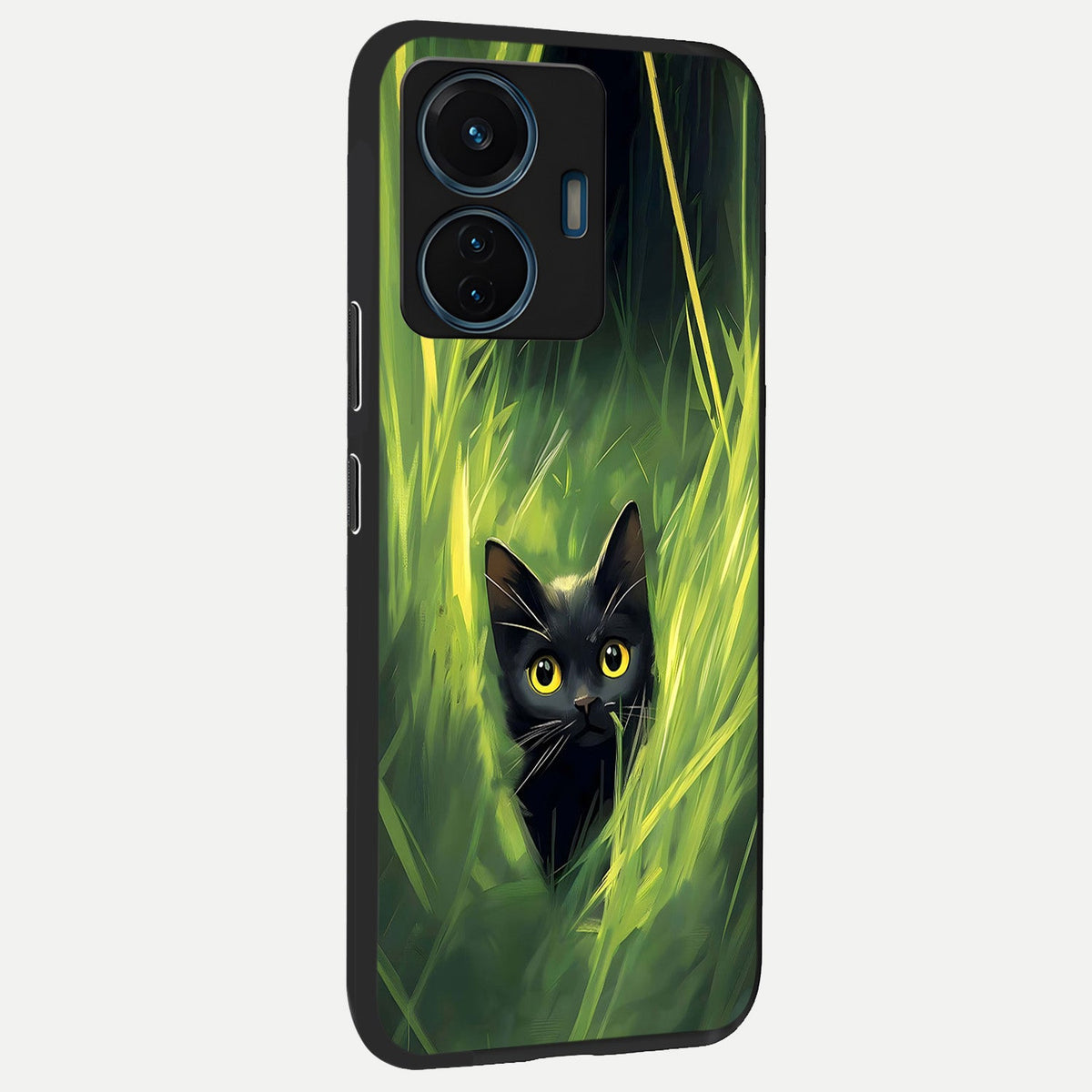 Hidden Cat Whisper back cover For iQOO Z6 Lite 5G slim fit glass case with vibrant aesthetic design