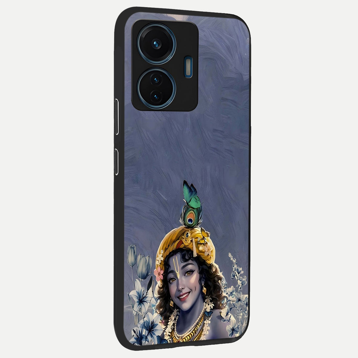 Lord Krishna back cover For iQOO Z6 Lite 5G slim fit glass case with vibrant aesthetic design