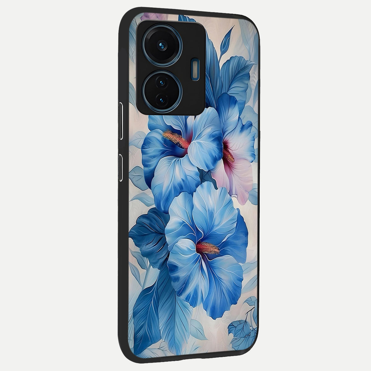 Ocean Hibiscus Grace back cover For iQOO Z6 Lite 5G slim fit glass case with vibrant aesthetic design