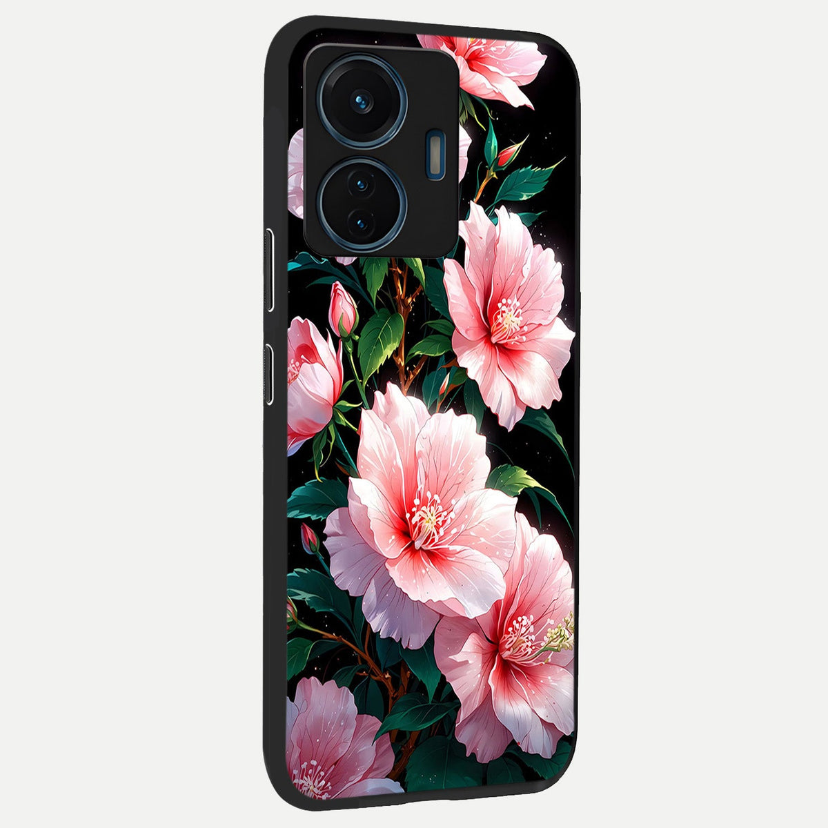 Peach Flower back cover For iQOO Z6 Lite 5G slim fit glass case with vibrant aesthetic design