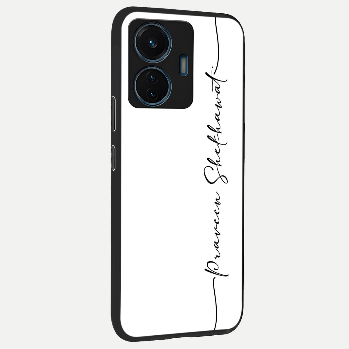 White Tune Custom Name back cover For iQOO Z6 Lite 5G slim fit personalized glass case with aesthetic design