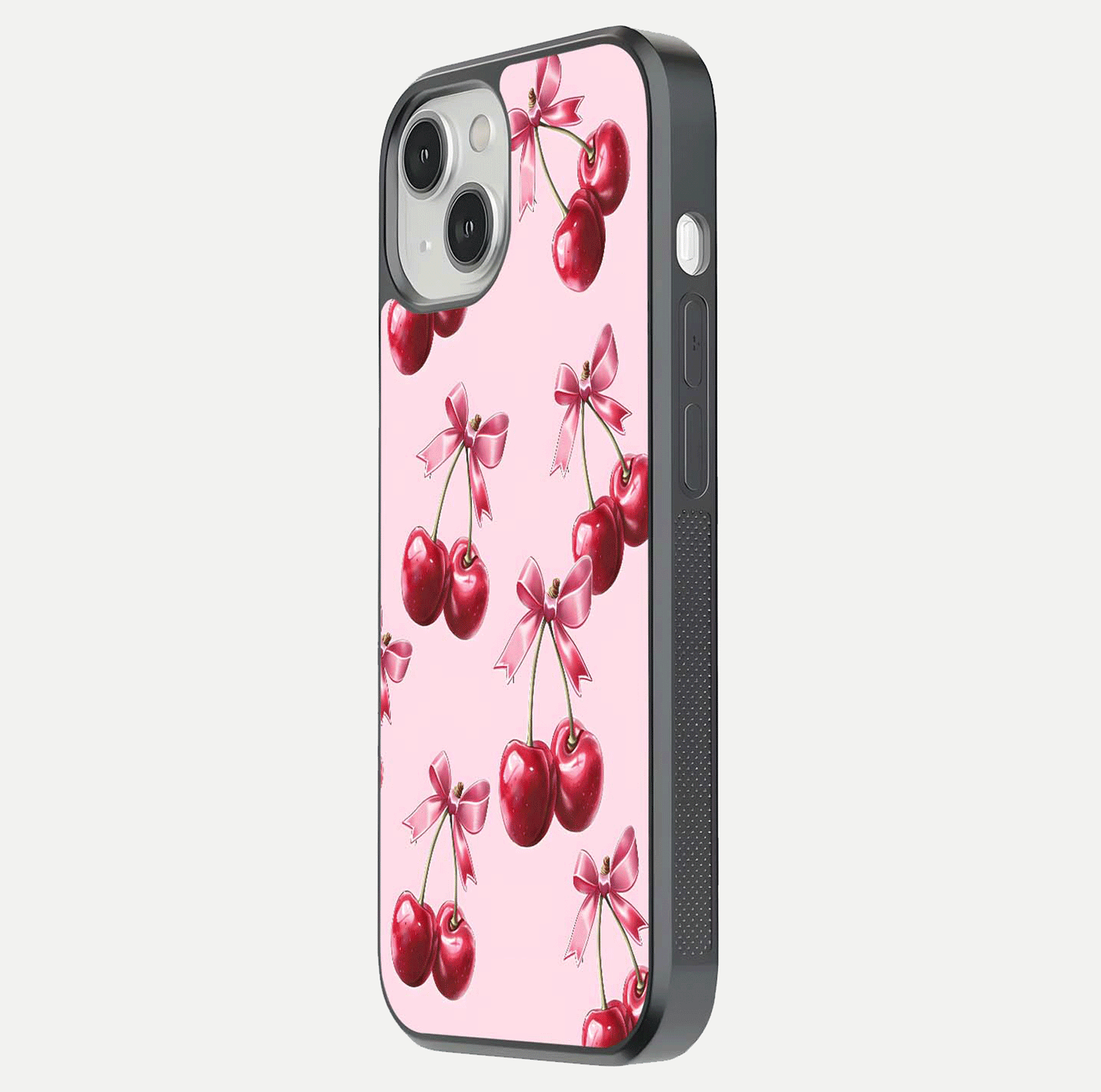 Red Cherries Pattern Glass Case For iPhone 13