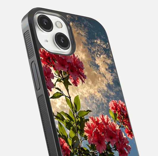 Red Bloom Skies Glass Case For iPhone 13 Mini