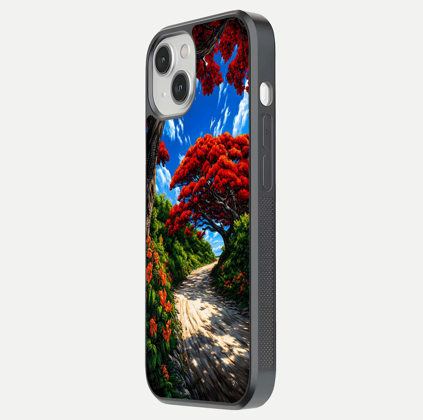 Red Trees Pathway Glass Case For iPhone 13 Mini