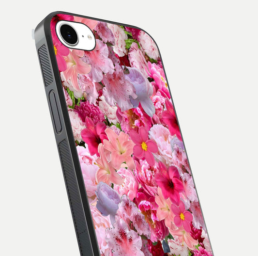 Bloom Crush Fantasy Glass Case for iPhone 16e close-up image showing color gradient and petal detailing
