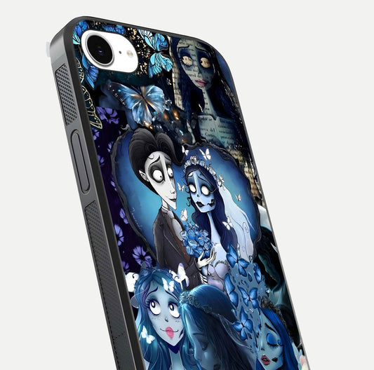 Butterfly Ghost Soul Glass Case for iPhone 16e close-up shot showing ethereal wing patterns and reflection