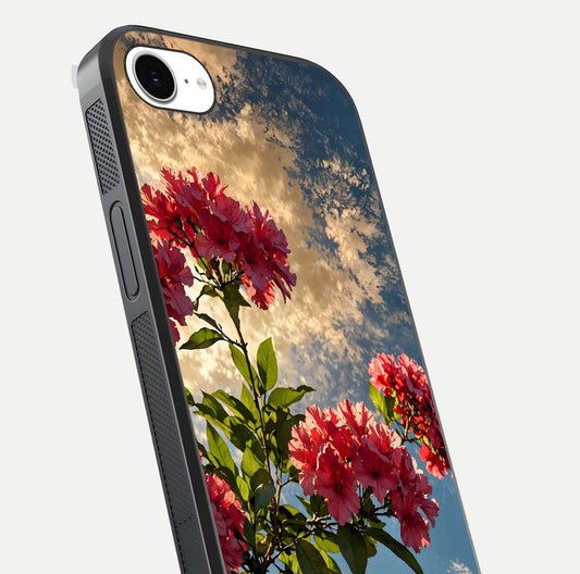 Red Bloom Skies Glass Case For iPhone 16e