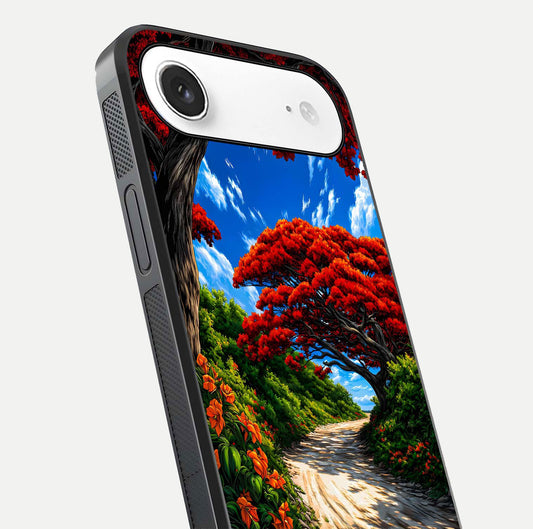 Red Trees Pathway Glass Case For iPhone Air