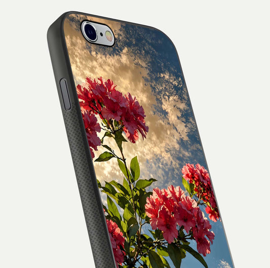 Red Bloom Skies Glass Case For iPhone 6