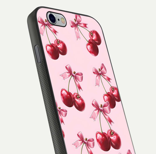 Red Cherries Pattern Glass Case For iPhone 6