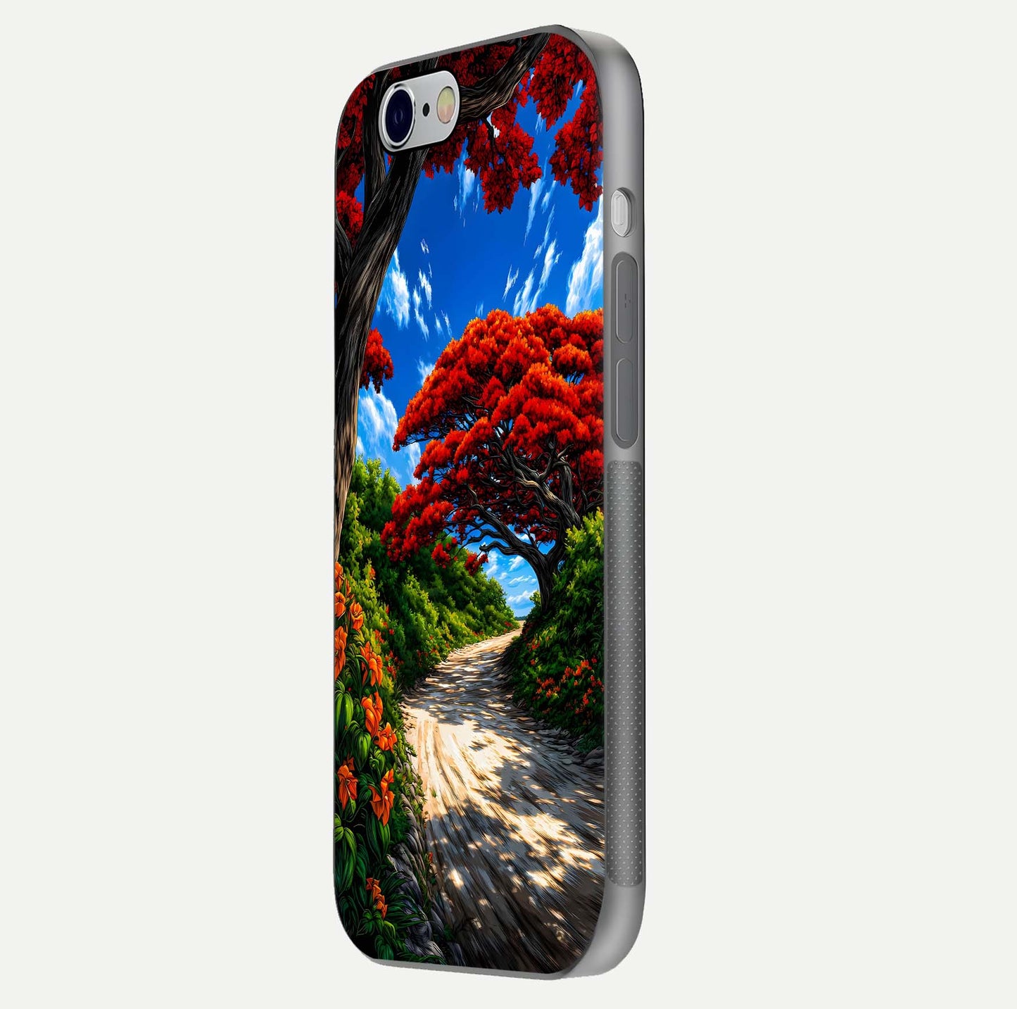 Red Trees Pathway Glass Case For iPhone 6