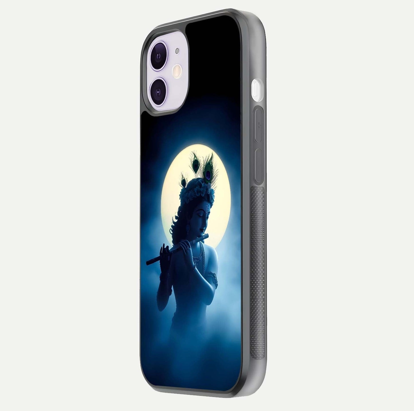 Divine Moon Flute Glass Case for iPhone 11 side-angle image capturing reflection depth and soft color