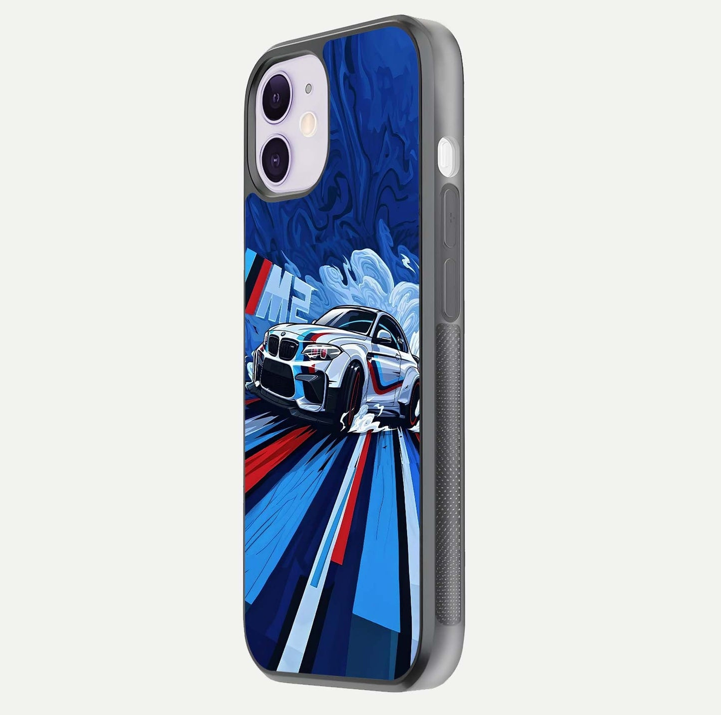Drift Power Rush Glass Case for iPhone 11 side-angle image capturing reflection glow and smooth curve