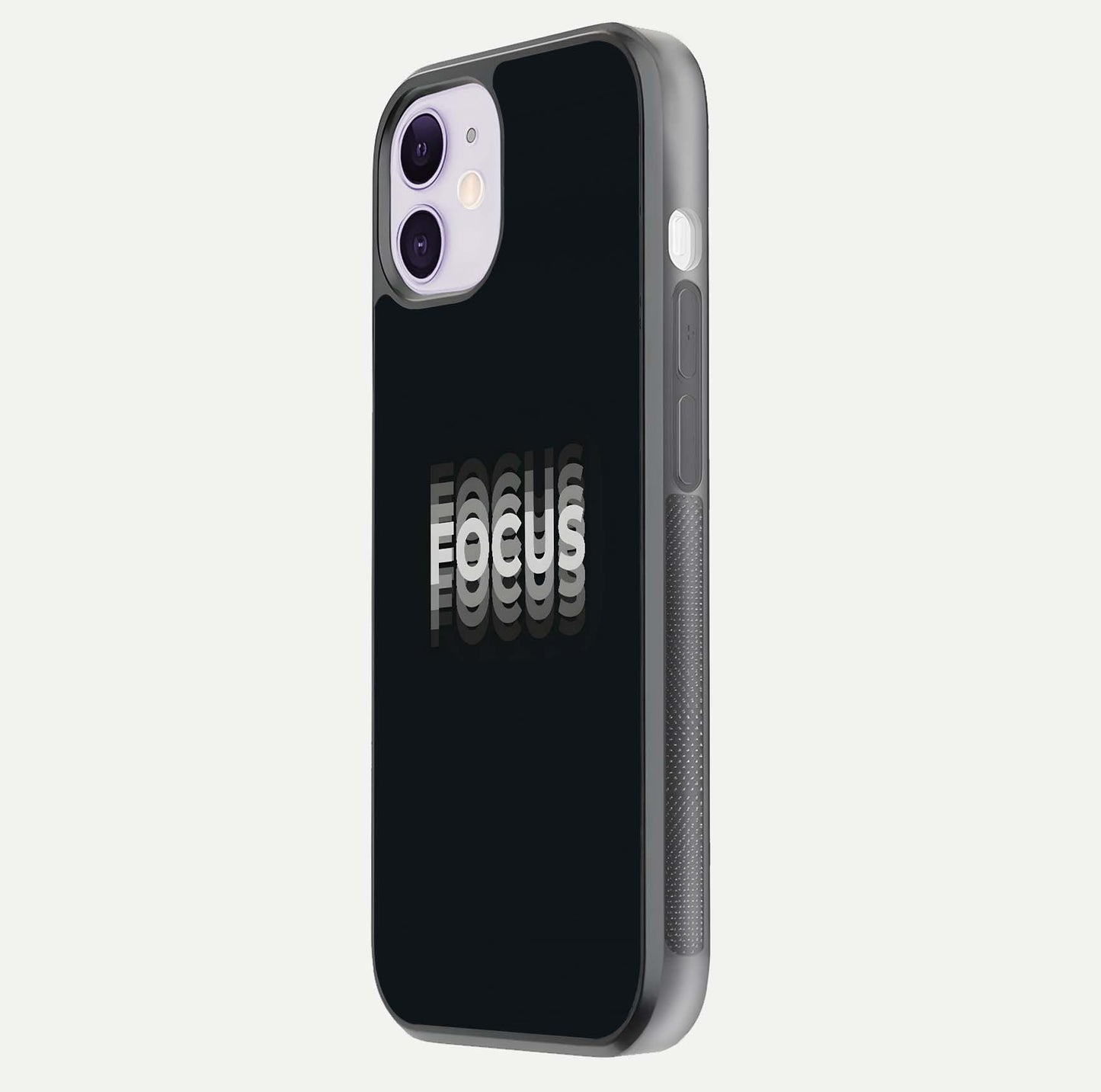 Mono Focus Vision Glass Case for iPhone 11 side-angle image showing smooth reflection and minimal tones