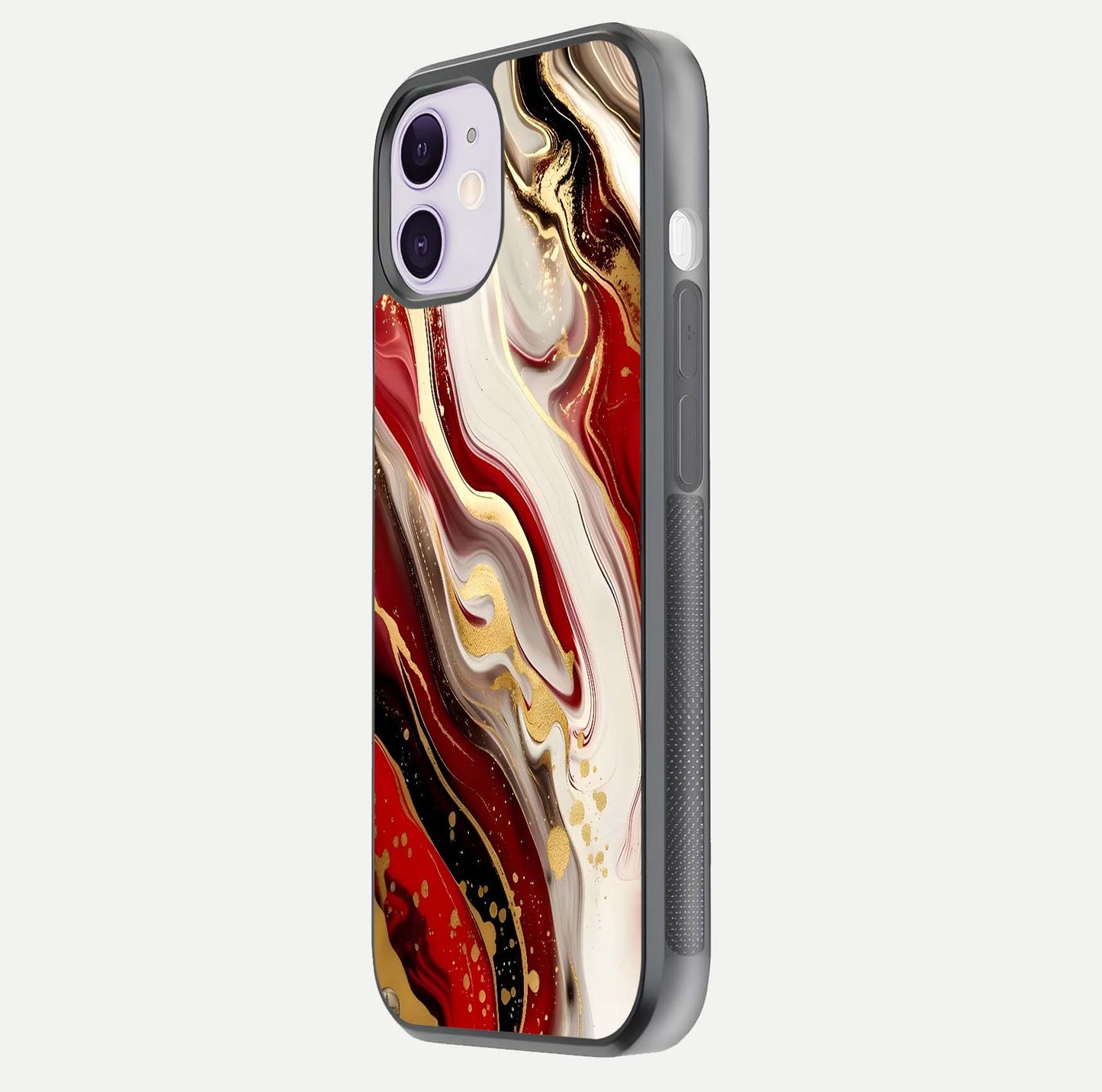 Red & White Marble Glass Case For iPhone 11