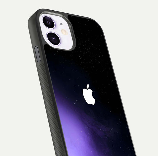 Galaxy Apple Aura Glass Case for iPhone 11 close-up angled shot showing aura lighting and reflection polish